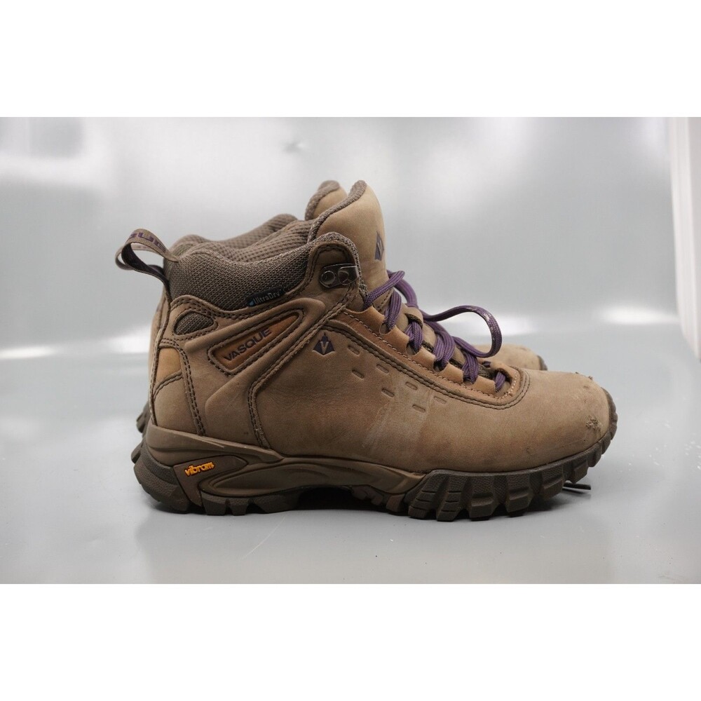 Vasque Talus UltraDry Womens Size 7 Brown Leather Hiking Boots Mid Lace Purple